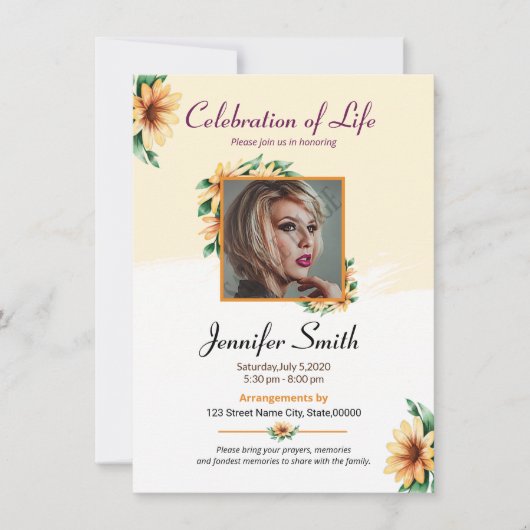 Carte de prière funéraire (Devant)