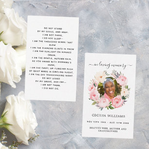 Carte de prière funéraire à couronne florale