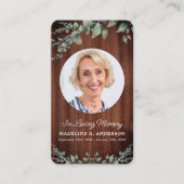 Carte de prière funéraire avec feuillage en bois r (Devant)