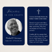 Carte de prière funéraire bleu marine (Devant & derrière)