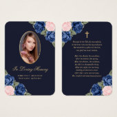 Carte de prière funéraire Blue Pink Gold (Devant & derrière)