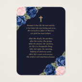 Carte de prière funéraire Blue Pink Gold (Dos)