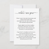 Carte de prière funéraire / Carte de service commé (Dos)