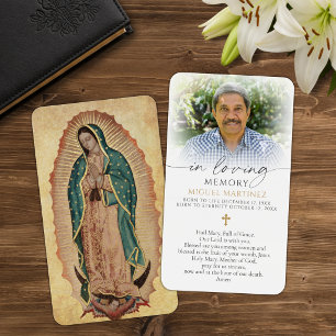Carte de prière funéraire catholique de Guadalupe
