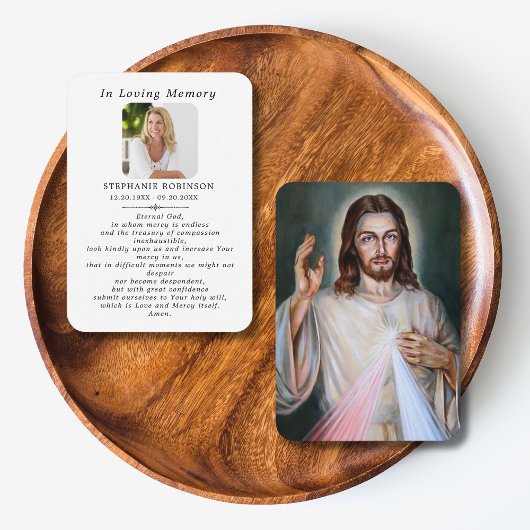 Carte de prière funéraire catholique de la miséric