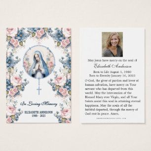 Carte de prière funéraire catholique de la Vierge 