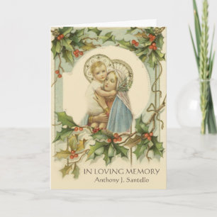 Carte de prière funéraire catholique de Noël