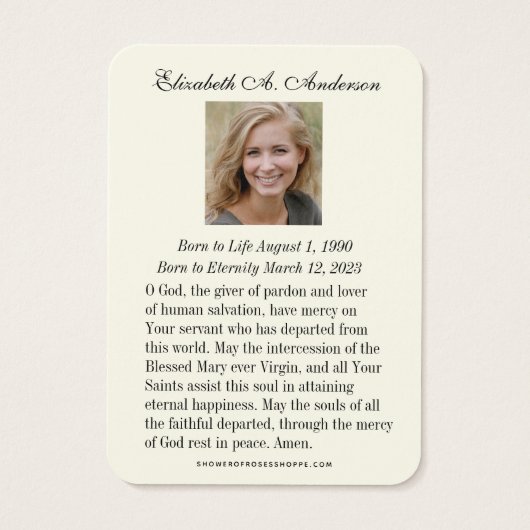 Carte de prière funéraire catholique Padre Pio (Dos)