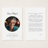 Carte de prière funéraire catholique pour l'or dis (Devant & derrière)