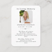 Carte de prière funéraire catholique religieuse Vi (Devant)