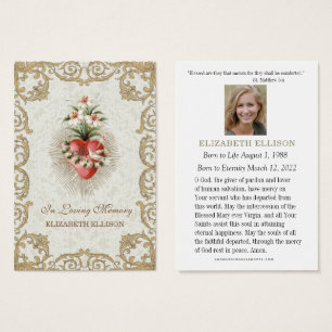 Carte de prière funéraire catholique Vierge Marie