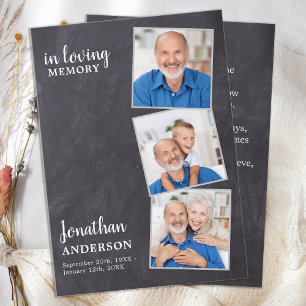 Carte de prière funéraire commémorative 3 ardoise 