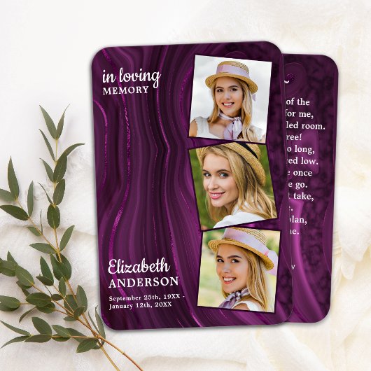 Carte de prière funéraire commémorative 3 Photo Ma