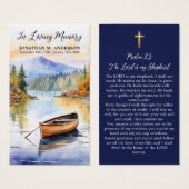 Carte de prière funéraire commémorative Boat Lake  (Devant & derrière)