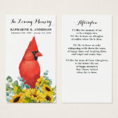 Carte de prière funéraire commémorative Cardinal S (Devant & derrière)