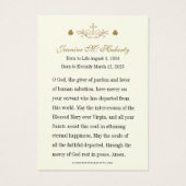 Carte de prière funéraire commémorative Claddagh o (Dos)