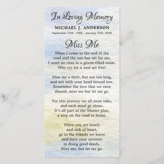 Carte de prière funéraire commémorative Deer Hunte (Dos)