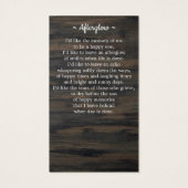 Carte de prière funéraire commémorative du drapeau (Dos)