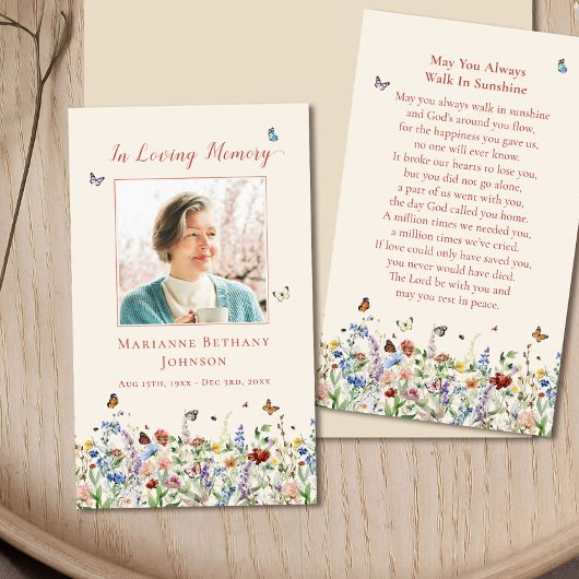 Carte de prière funéraire commémorative du Fleur s