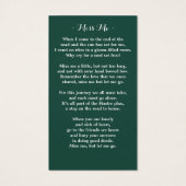 Carte de prière funéraire commémorative Eucalyptus (Dos)