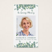 Carte de prière funéraire commémorative Eucalyptus (Devant)