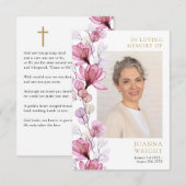 Carte de prière funéraire commémorative florale ro (Devant / Derrière)