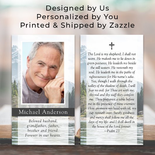 Carte de prière funéraire commémorative Lake Mount