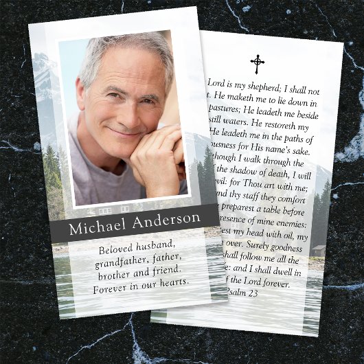 Carte de prière funéraire commémorative Lake Mount