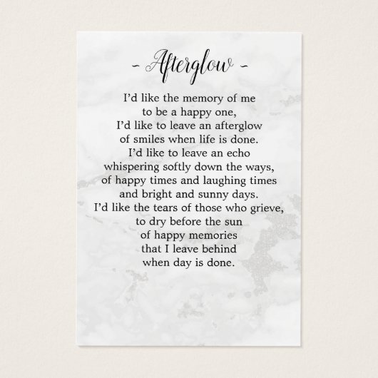 Carte de prière funéraire commémorative moderne 3  (Dos)