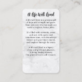 Carte de prière funéraire commémorative Photo Marb (Dos)