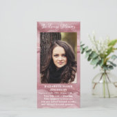 Carte de prière funéraire commémorative Rose Quart (Debout devant)