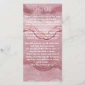 Carte de prière funéraire commémorative Rose Quart (Dos)