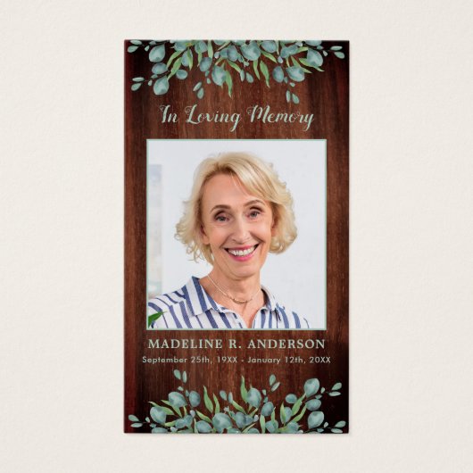 Carte de prière funéraire commémorative Rustique W (Devant)