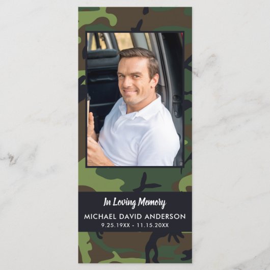 Carte de prière funéraire commémorative Signet Cam (Devant)