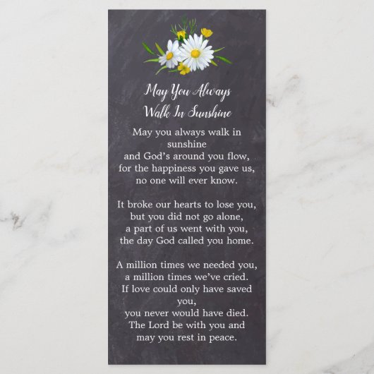 Carte de prière funéraire commémorative Signet Pho (Dos)