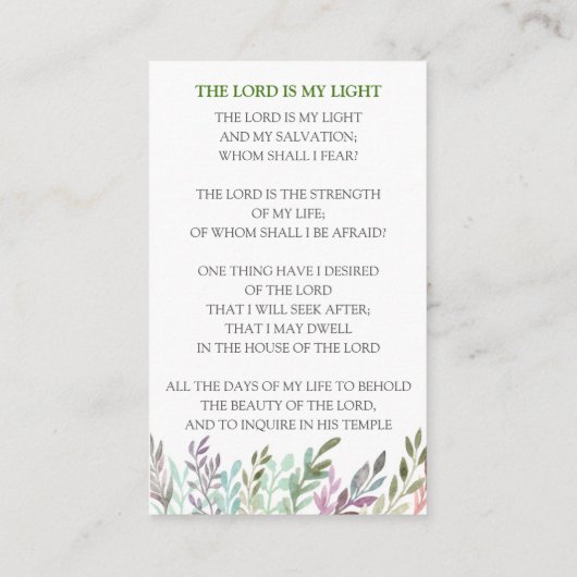 Carte de prière funéraire couleur de l'eau (Dos)