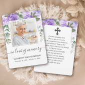 Carte de prière funéraire couleur pourpre
