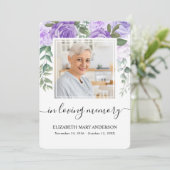 Carte de prière funéraire couleur pourpre (Debout devant)