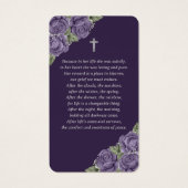 Carte de prière funéraire Croix d'argent violet Ro (Dos)