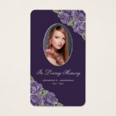 Carte de prière funéraire Croix d'argent violet Ro (Devant)