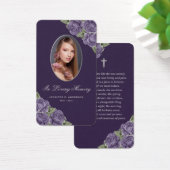 Carte de prière funéraire Croix d'argent violet Ro (Bureau)