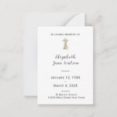 Carte de prière funéraire Croix florale (Devant)