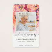 Carte de prière funéraire de la photo florale bril (Devant)