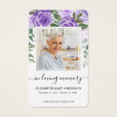 Carte de prière funéraire de la photo florale viol (Devant)