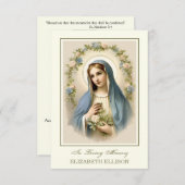 Carte de prière funéraire de la Sainte Mère Marie (Devant / Derrière)