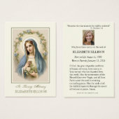 Carte de prière funéraire de la Sainte Mère Marie (Devant & derrière)