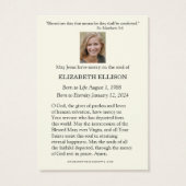 Carte de prière funéraire de la Sainte Mère Marie (Dos)