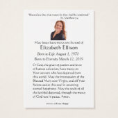 Carte de prière funéraire de la Vierge catholique  (Dos)