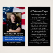 Carte de prière funéraire de l'agent de police App (Devant & derrière)