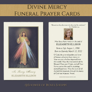 Carte de prière funéraire de Miséricorde Divine de